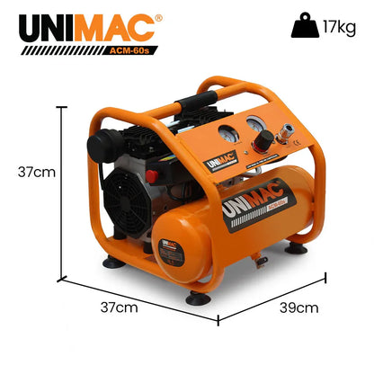 Unimac 1.5HP 6L Silent Oil-Free Portable Electric Air Compressor, for Airtools, Tyre Inflation - Mekamart Australia