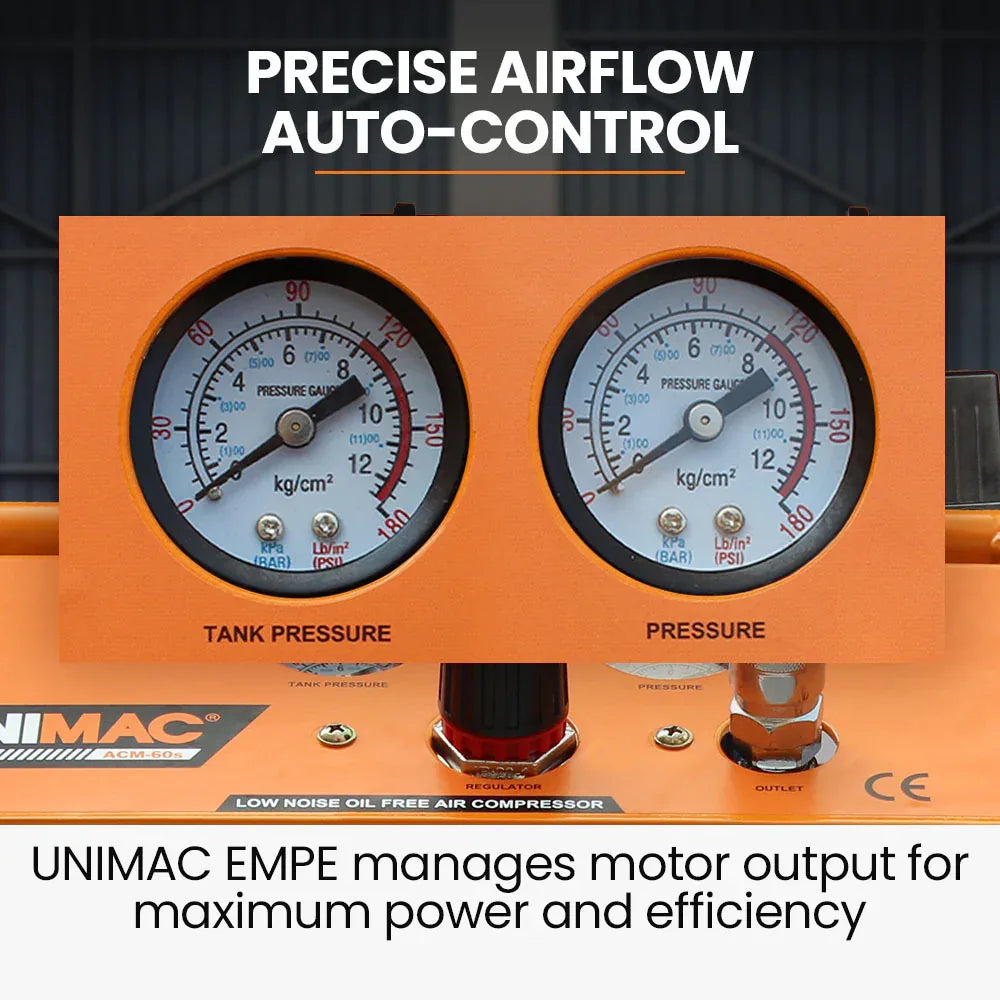 Unimac 1.5HP 6L Silent Oil-Free Portable Electric Air Compressor, for Airtools, Tyre Inflation - Mekamart Australia