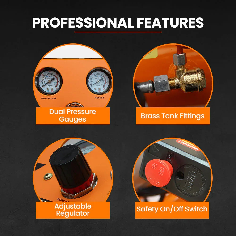 Unimac 1.5HP 6L Silent Oil-Free Portable Electric Air Compressor, for Airtools, Tyre Inflation - Mekamart Australia