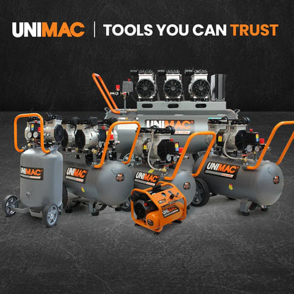 Unimac 1.5HP 6L Silent Oil-Free Portable Electric Air Compressor, for Airtools, Tyre Inflation - Mekamart Australia