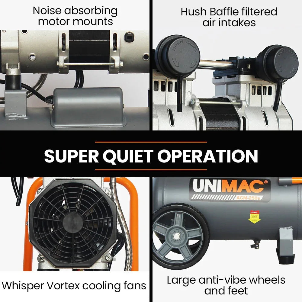 UNIMAC 25L 1.5HP Silent Oil-Free Electric Air Compressor, Portable - Mekamart Australia