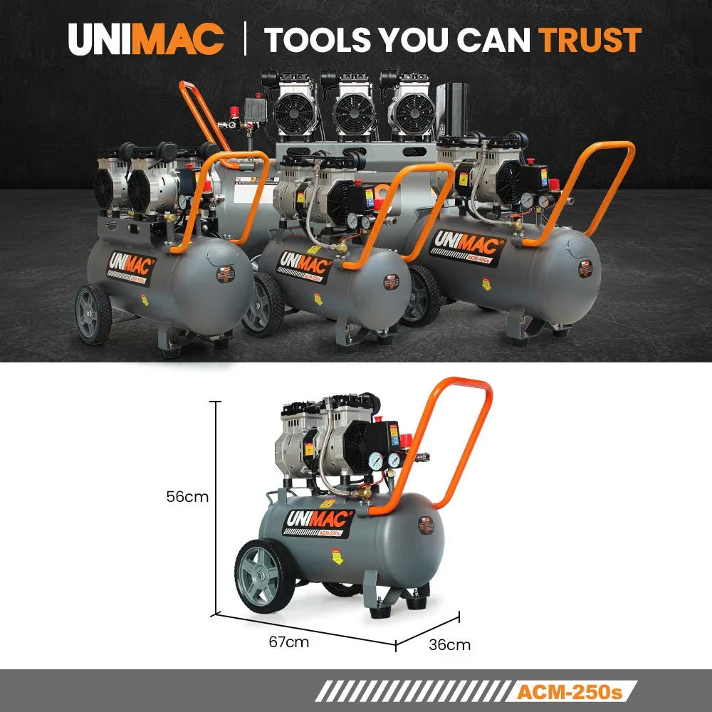UNIMAC 25L 1.5HP Silent Oil-Free Electric Air Compressor, Portable - Mekamart Australia
