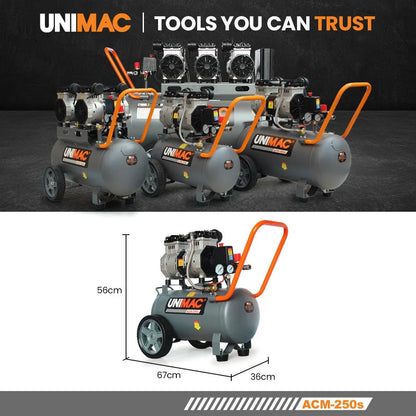 UNIMAC 25L 1.5HP Silent Oil-Free Electric Air Compressor, Portable - Mekamart Australia