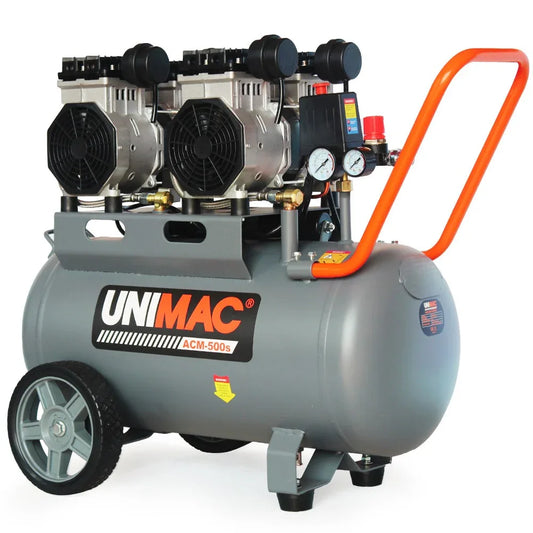 UNIMAC 50L 3.0HP Silent Oil-Free Electric Air Compressor, Portable, Twin Nitto Outlets - Mekamart Australia