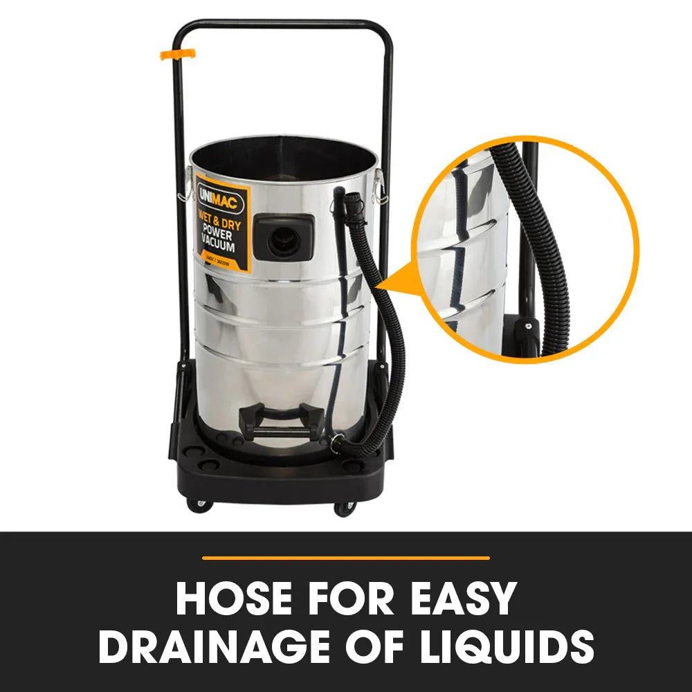 UNIMAC 100L 2400W Wet and Dry Vacuum Cleaner, Heavy-Duty Dual Copper Motors, Accessory Set, for Workshop Car Carpet - Mekamart Australia