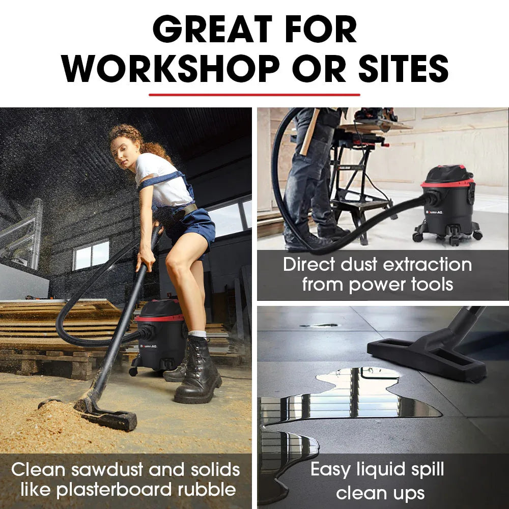 Baumr-AG 15L 1200W Wet and Dry Vacuum Cleaner, with Blower, for Car, Workshop, Carpet - Mekamart Australia