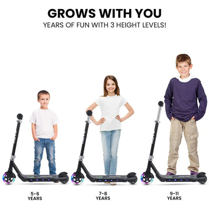 ROVO KIDS WhizKid Electric Scooter, Ages 5-11, Adjustable Height, AU Compliant, Lithium Battery, Brushless Motor, Black - Mekamart Australia