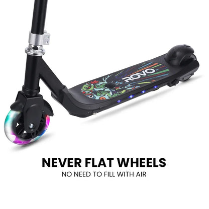 ROVO KIDS WhizKid Electric Scooter, Ages 5-11, Adjustable Height, AU Compliant, Lithium Battery, Brushless Motor, Black - Mekamart Australia