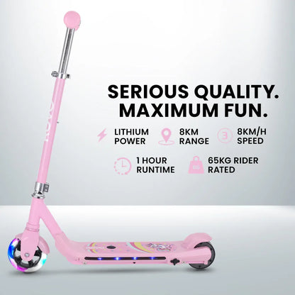 ROVO KIDS WhizKid Electric Scooter, Ages 5-11, Adjustable Height, AU Compliant, Lithium Battery, Brushless Motor, Pink - Mekamart Australia