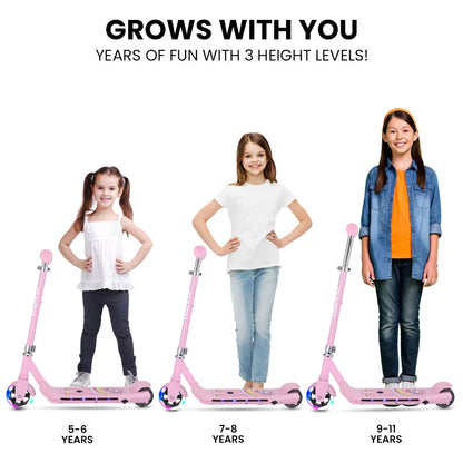 ROVO KIDS WhizKid Electric Scooter, Ages 5-11, Adjustable Height, AU Compliant, Lithium Battery, Brushless Motor, Pink - Mekamart Australia