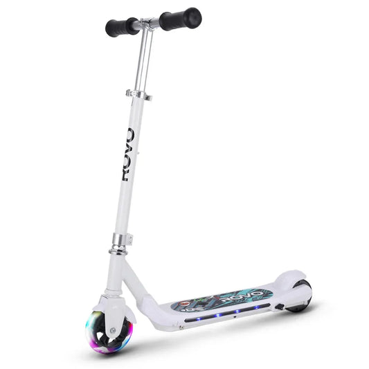 ROVO KIDS WhizKid Electric Scooter, Ages 5-11, Adjustable Height, AU Compliant, Lithium Battery, Brushless Motor, White - Mekamart Australia