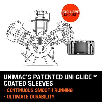 UNIMAC 18HP Industrial Petrol Air Compressor 115PSI 150L Tank with Electric Key Start - Mekamart Australia