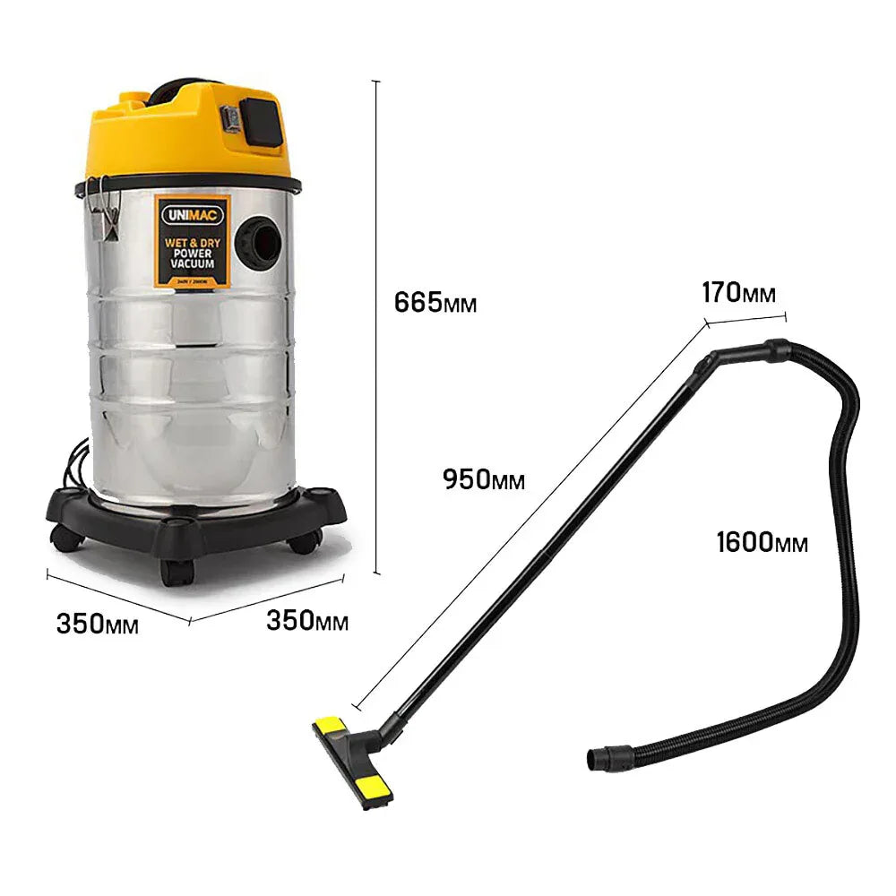 UNIMAC 30L Wet and Dry Vacuum Cleaner Blower Bagless 2000W Drywall Vac - Mekamart Australia