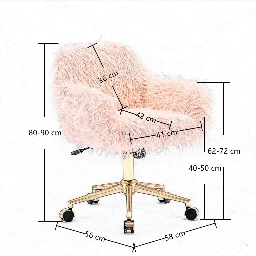 Fluffy Office Chair Faux Fur Modern Swivel Desk Chair for Women And Girls-Pink - Mekamart Australia