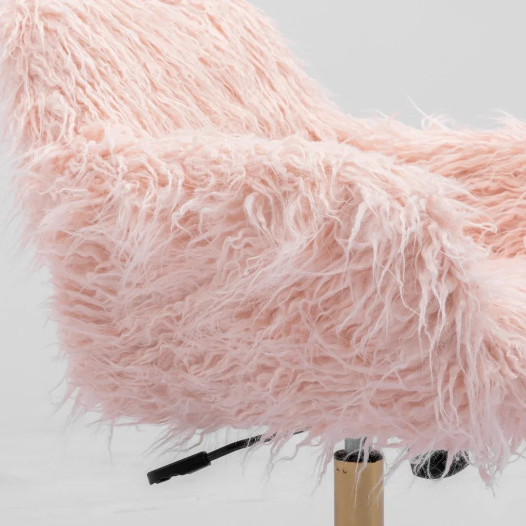 Fluffy Office Chair Faux Fur Modern Swivel Desk Chair for Women And Girls-Pink - Mekamart Australia