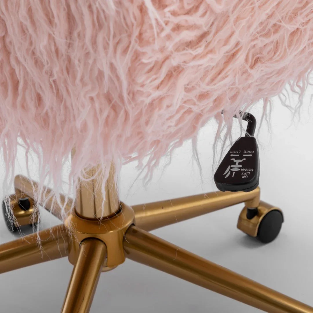 Fluffy Office Chair Faux Fur Modern Swivel Desk Chair for Women And Girls-Pink - Mekamart Australia
