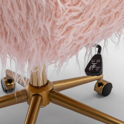 Fluffy Office Chair Faux Fur Modern Swivel Desk Chair for Women And Girls-Pink - Mekamart Australia