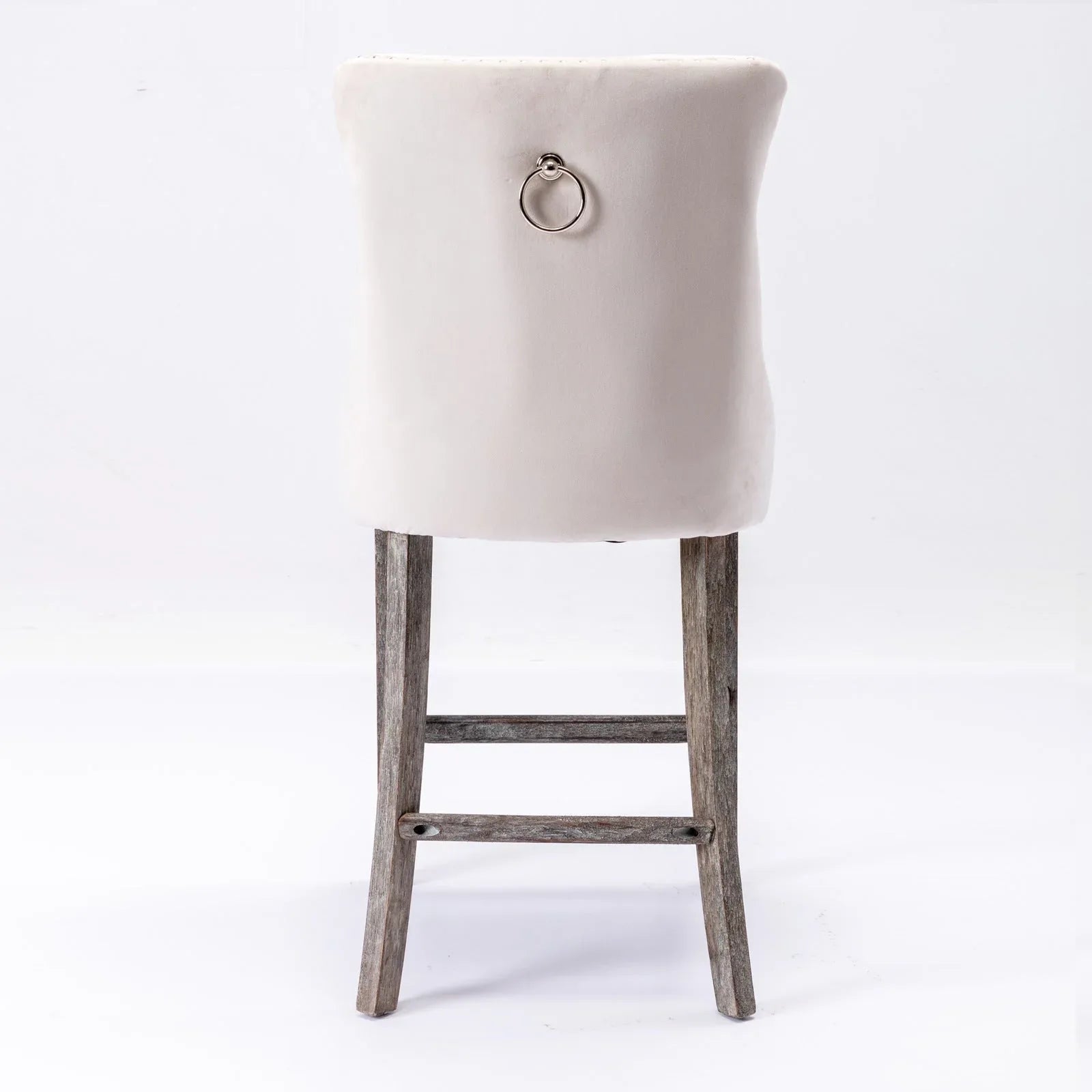 4X Velvet Bar Stools with Studs Trim Wooden Legs Tufted Dining Chairs Kitchen - Mekamart Australia