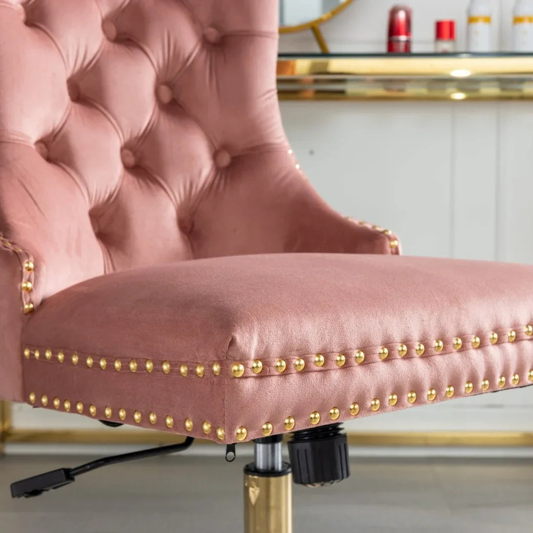 Velvet Home Office Chair- Pink - Mekamart Australia