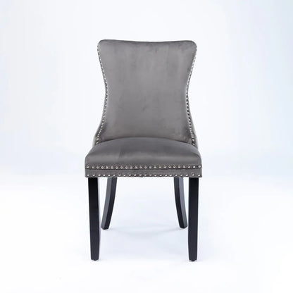 4x Velvet Upholstered Dining Chairs Tufted Wingback Side Chair with Studs Trim Solid Wood Legs for Kitchen - Mekamart Australia