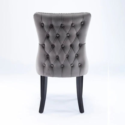 4x Velvet Upholstered Dining Chairs Tufted Wingback Side Chair with Studs Trim Solid Wood Legs for Kitchen - Mekamart Australia