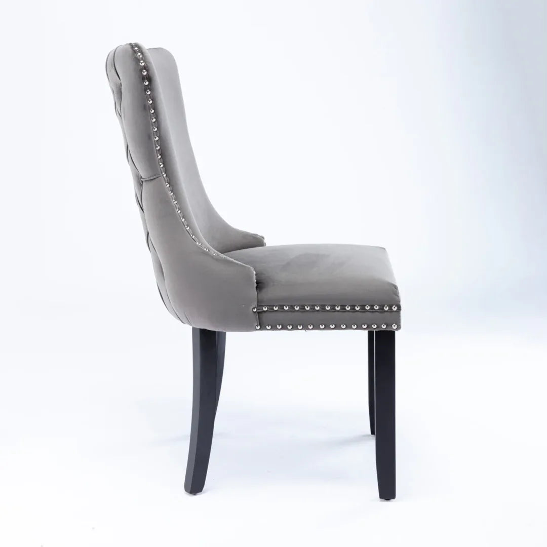 8x Velvet Upholstered Dining Chairs Tufted Wingback Side Chair with Studs Trim Solid Wood Legs for Kitchen - Mekamart Australia
