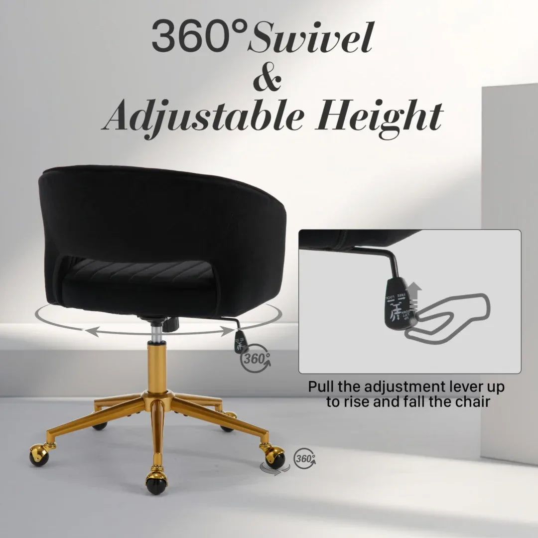 Velvet Home Office Chair- Black - Mekamart Australia