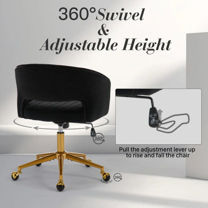 Velvet Home Office Chair- Black - Mekamart Australia