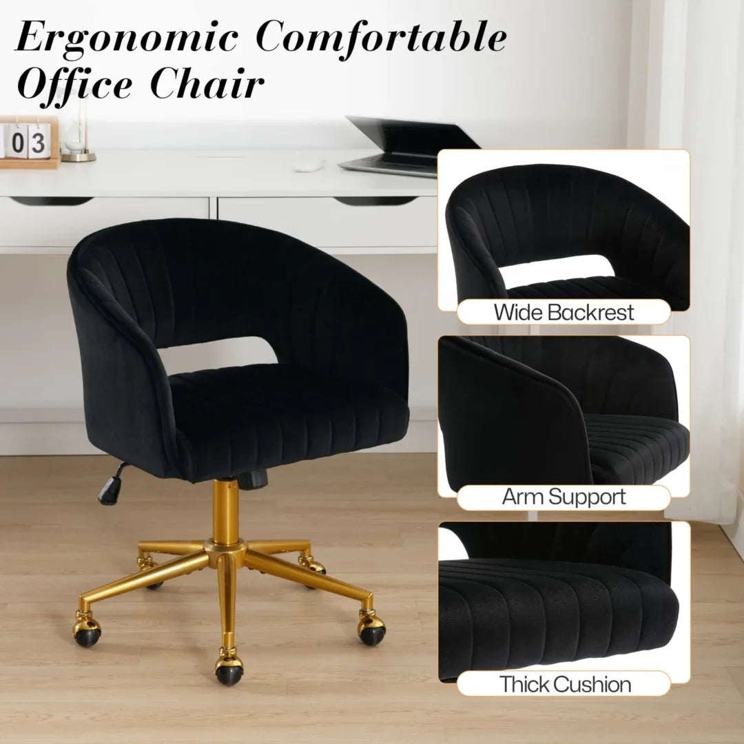 Velvet Home Office Chair- Black - Mekamart Australia