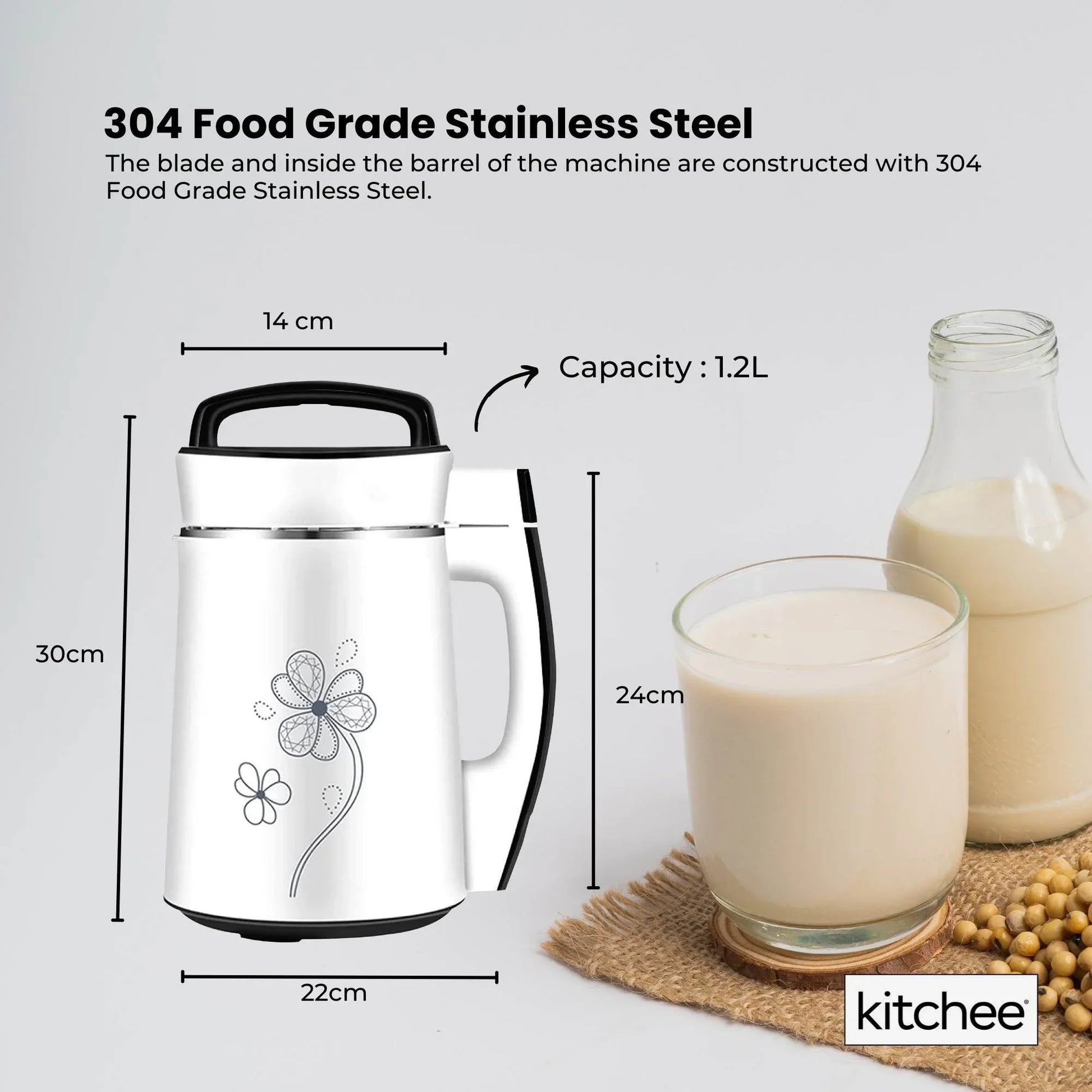 1.2L Electric Soy Bean Milk Maker Machine - Automatic Soya Almond Nut Blender - Mekamart Australia