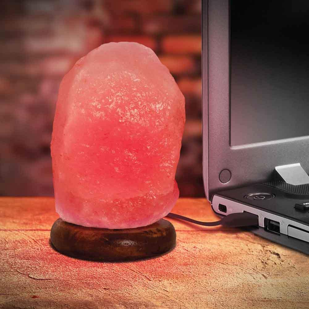 Red USB Himalayan Pink Salt Lamp - Colour Light Bulb - Mini Natural Rock Crystal - Mekamart Australia