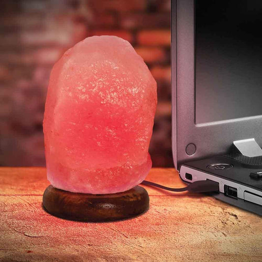 Red USB Himalayan Pink Salt Lamp - Colour Light Bulb - Mini Natural Rock Crystal - Mekamart Australia