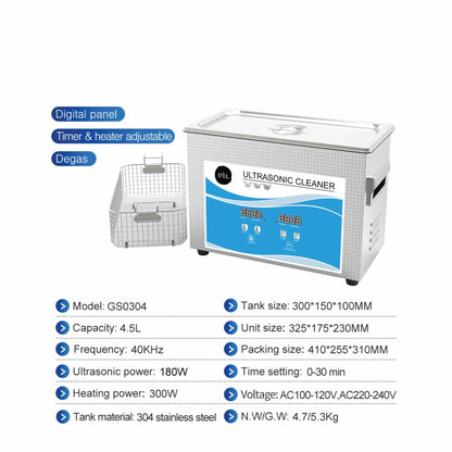 4.5L Digital Ultrasonic Cleaner - Ultra Sonic Bath Jewellery Cleaning - Mekamart Australia