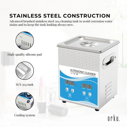 2L Digital Ultrasonic Cleaner Jewelry Ultra Sonic Bath Degas Parts Cleaning - Mekamart Australia