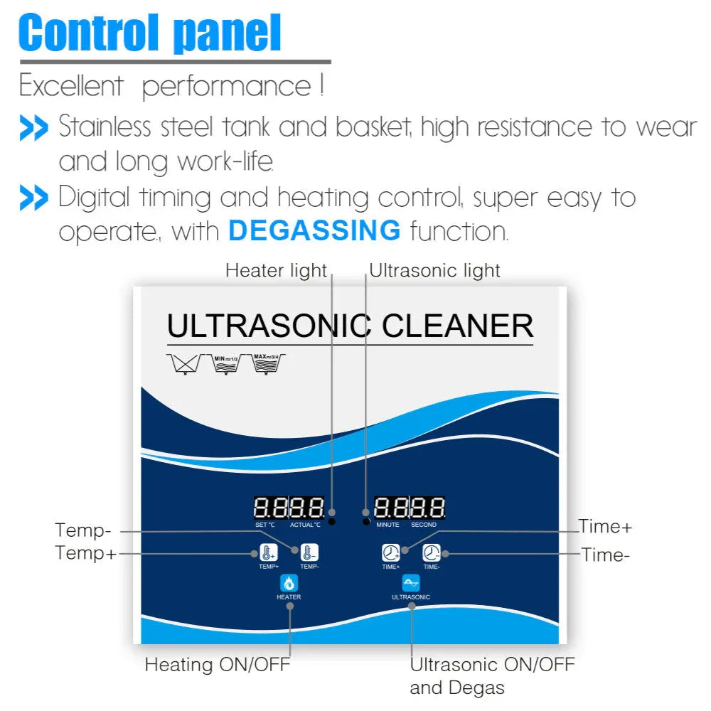 6.5L Digital Ultrasonic Cleaner Jewelry Ultra Sonic Bath Degas Parts Cleaning - Mekamart Australia