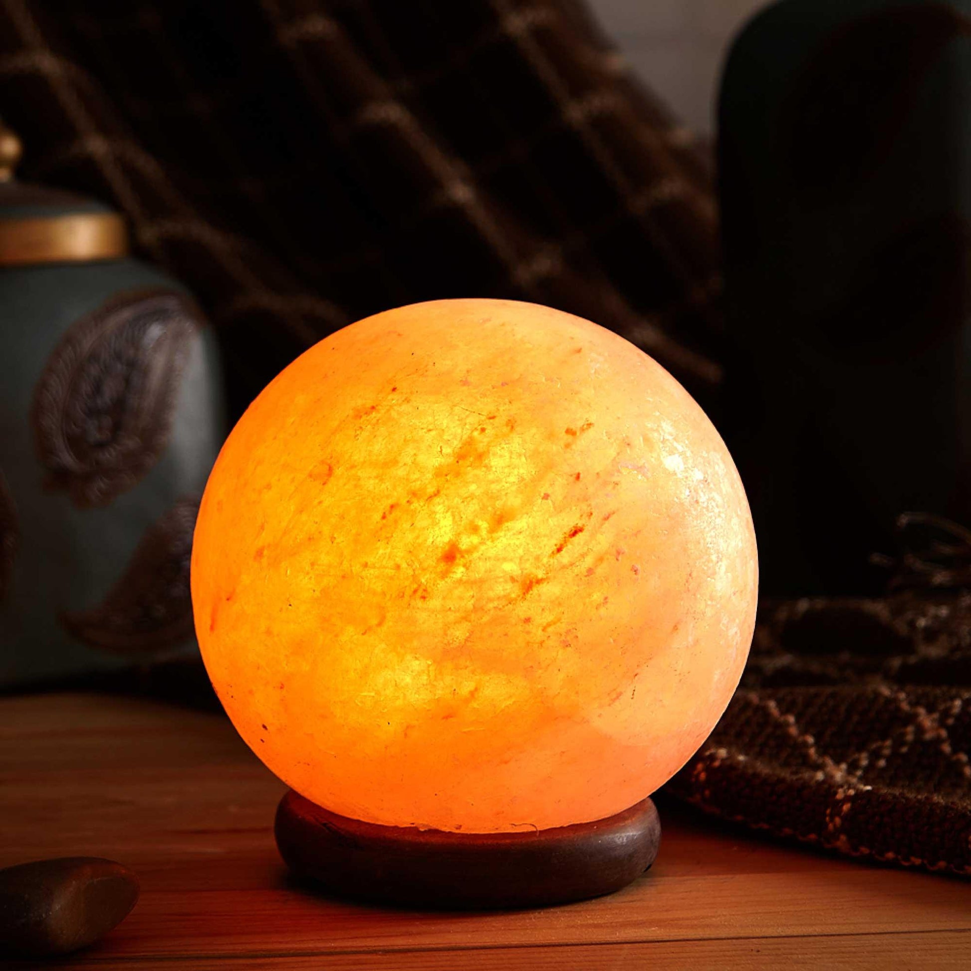 12V 12W 5" Ball Himalayan Pink Salt Lamp Carved Rock Crystal Light Bulb On/Off - Mekamart Australia