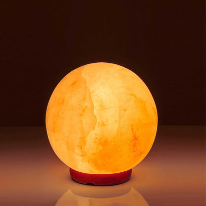 12V 12W 6.5" Ball Himalayan Pink Salt Lamp Carved Rock Crystal Light Bulb On/Off - Mekamart Australia