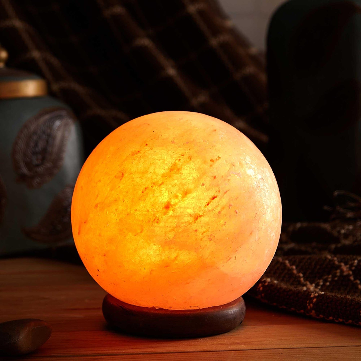 12V 12W 6.5" Ball Himalayan Pink Salt Lamp Carved Rock Crystal Light Bulb On/Off - Mekamart Australia