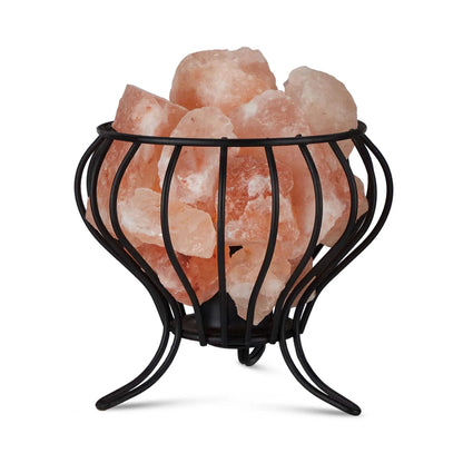 12W 12V Himalayan Pink Salt Lamp - Bud Iron Basket Rock Crystal Light Bulb On/Off Switch - Mekamart Australia