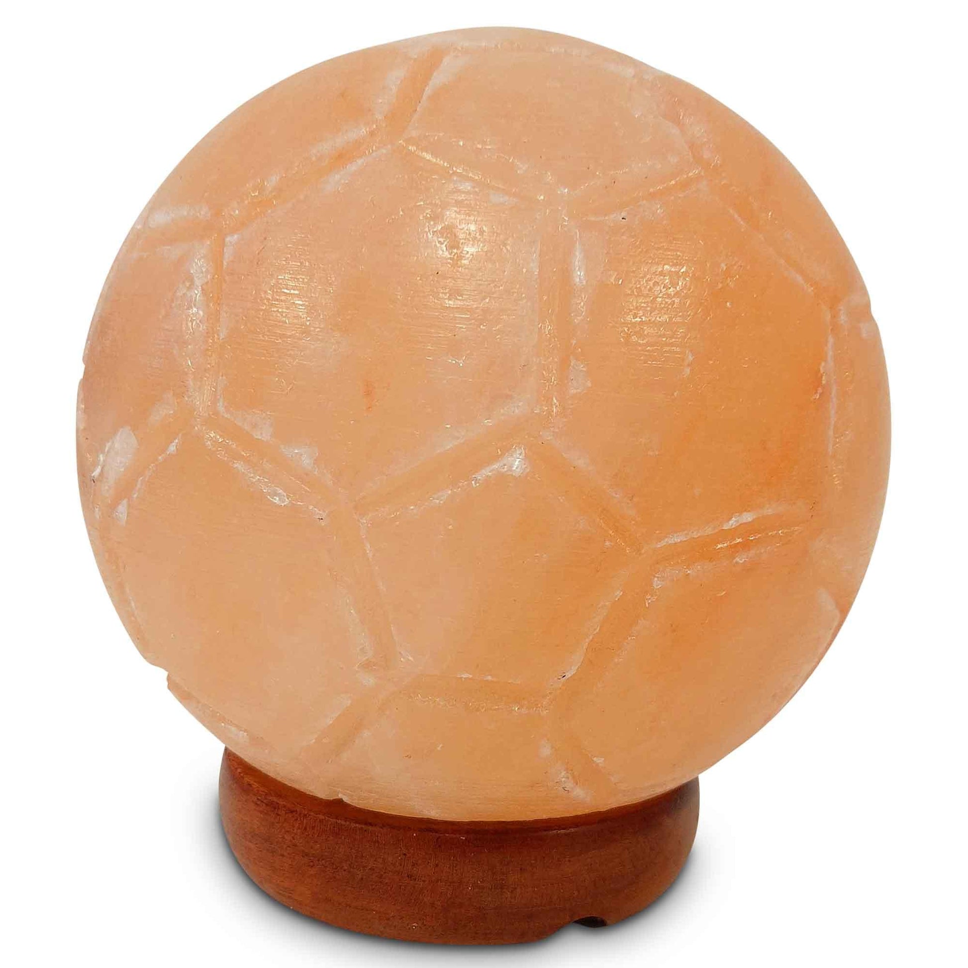 12V 12W Soccer Himalayan Pink Salt Lamp Carved Ball Rock Crystal Light Bulb On/Off - Mekamart Australia