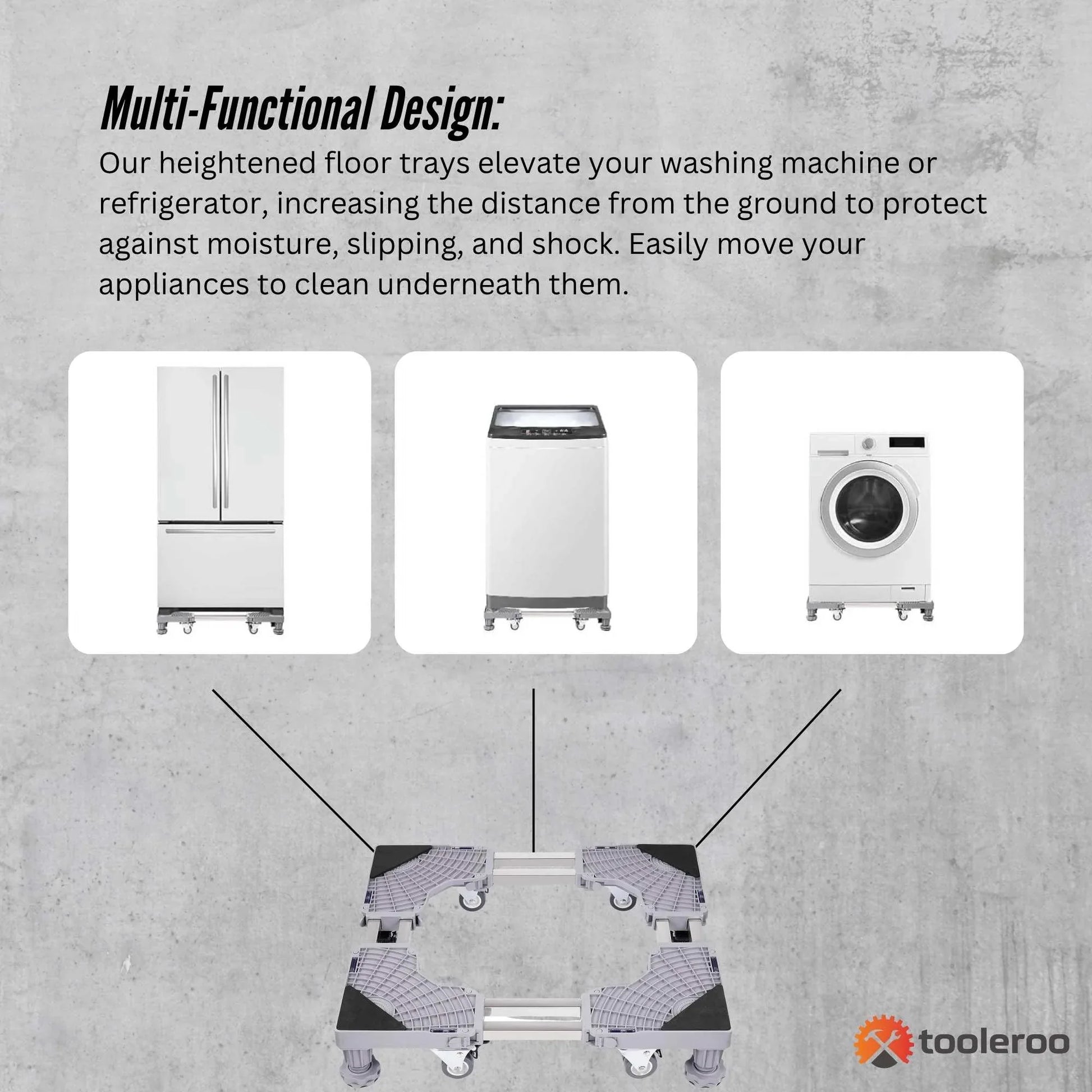 Adjustable Appliance Base Stand - Lock Wheel Trolley For Washing Machine Fridge - Mekamart Australia