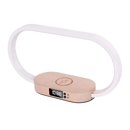 Wireless Phone Charger Table Lamp - USB Port Charging Bedside Light With Clock - Mekamart Australia