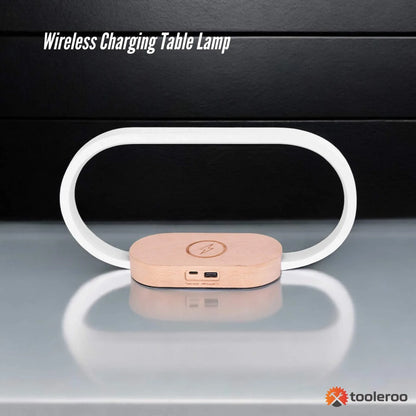 Wireless Phone Charger Table Lamp - USB Port Charging Bedside Light With Clock - Mekamart Australia