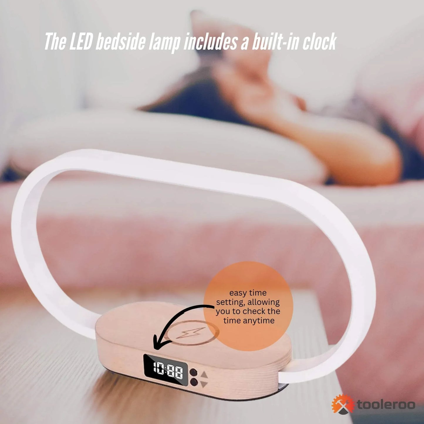 Wireless Phone Charger Table Lamp - USB Port Charging Bedside Light With Clock - Mekamart Australia