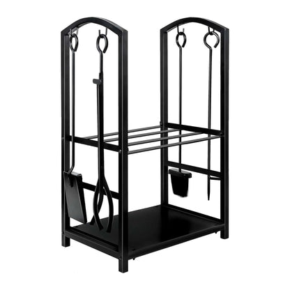 Social Hike Firewood Rack Stand and Fireplace Tool Set for Log Holder Storage - Mekamart Australia