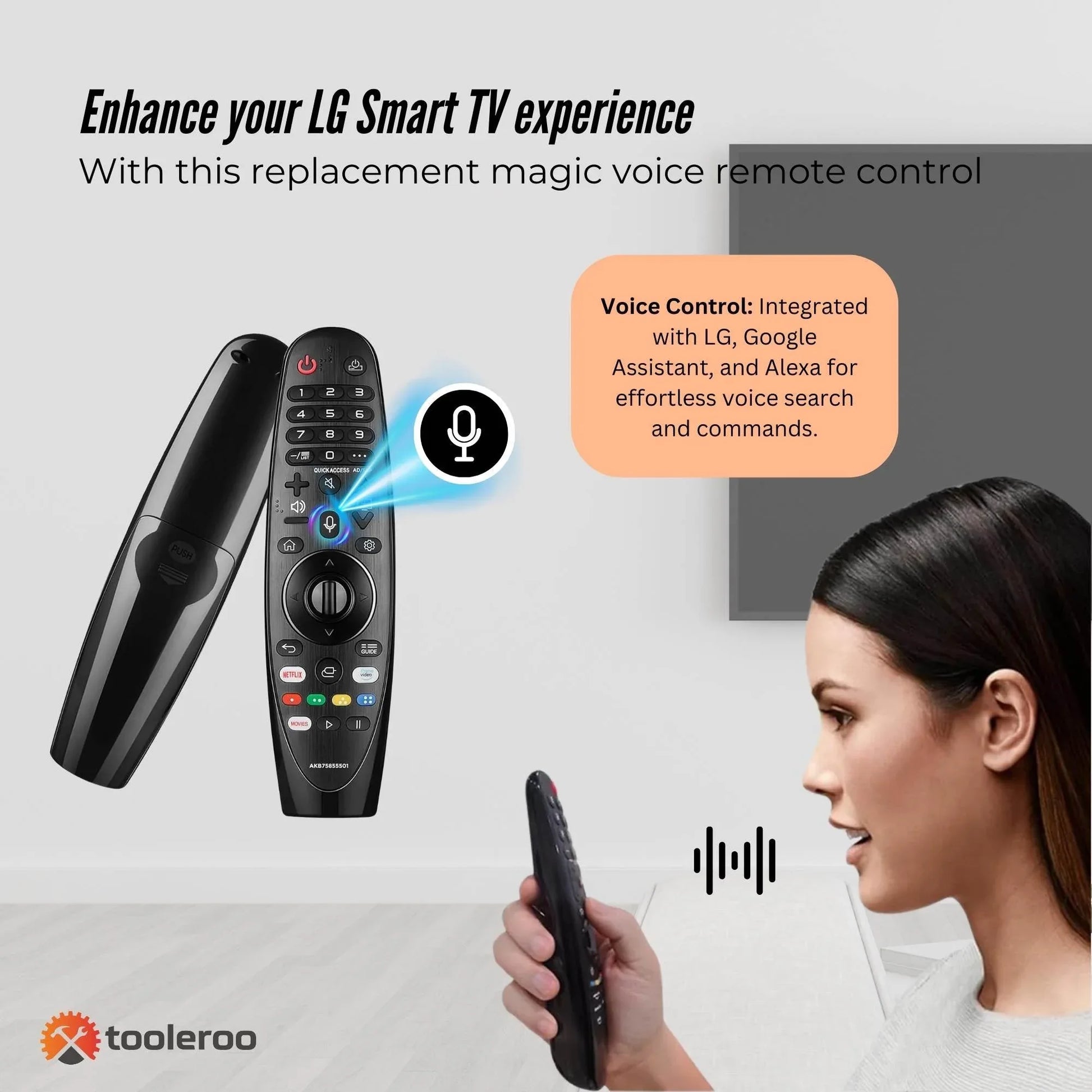Tooleroo Smart TV Remote Control Replacement for LG Voice Magic 20GA 19BA 18BA - Mekamart Australia