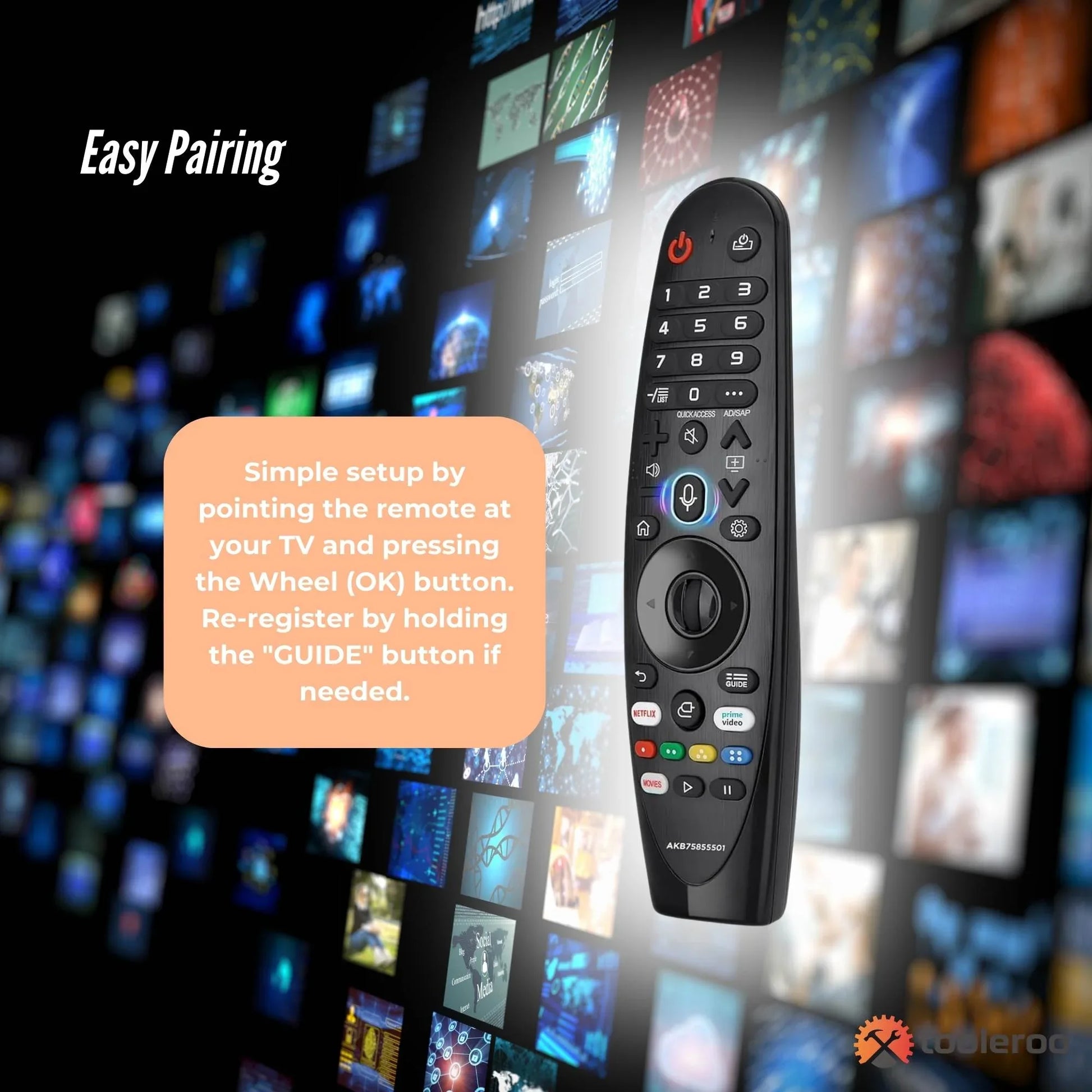 Tooleroo Smart TV Remote Control Replacement for LG Voice Magic 20GA 19BA 18BA - Mekamart Australia