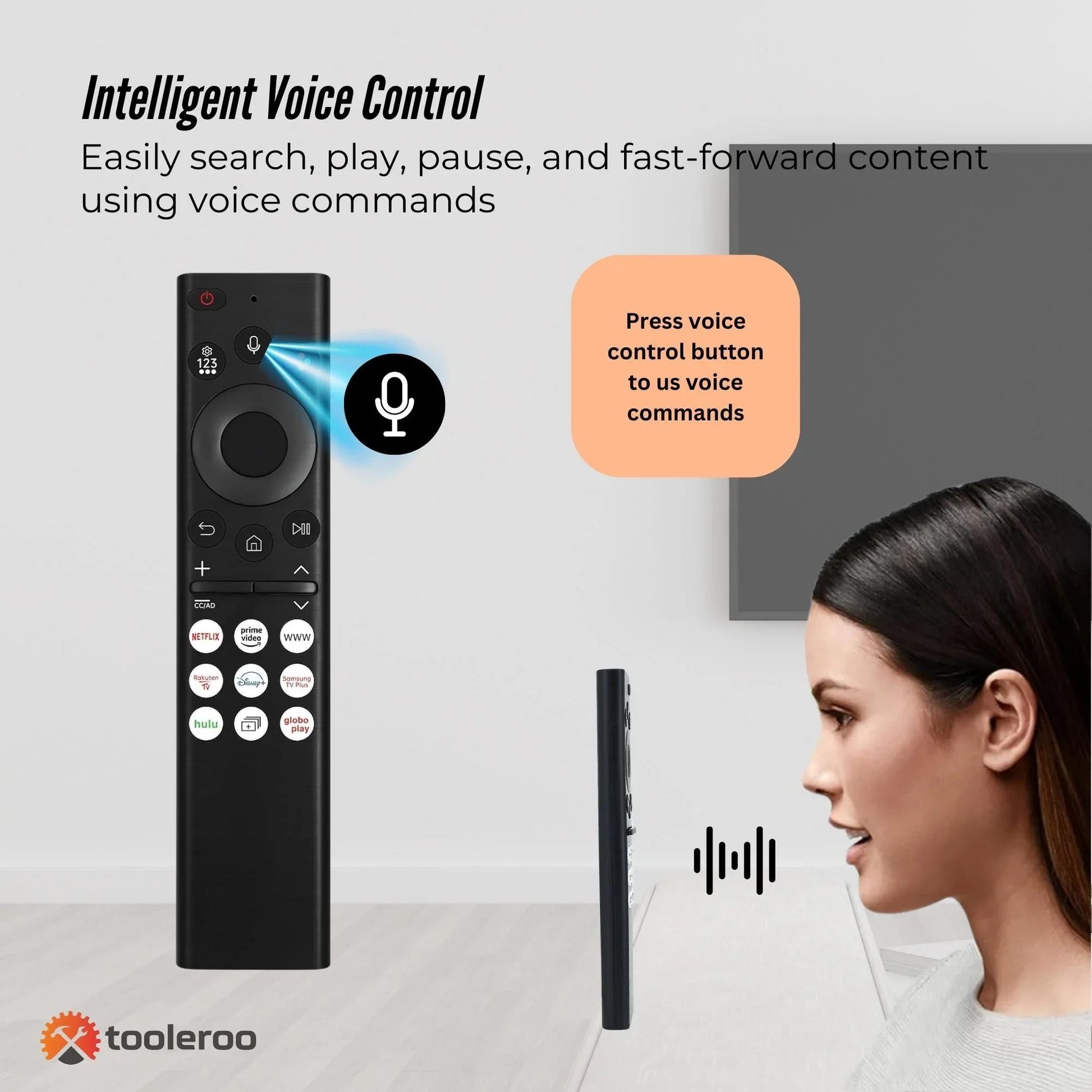 Tooleroo Smart TV Remote Control Replacement For Samsung Voice URC01910F - Mekamart Australia