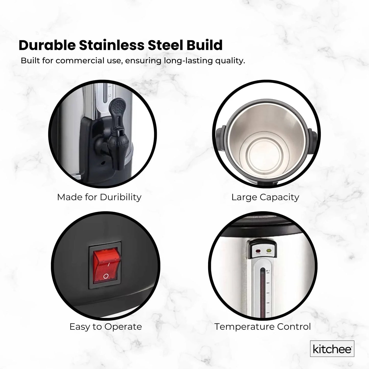 Kitchee 10L Electric Water Boiler - Stainless Steel Commercial Hot Liquid Urn - Mekamart Australia