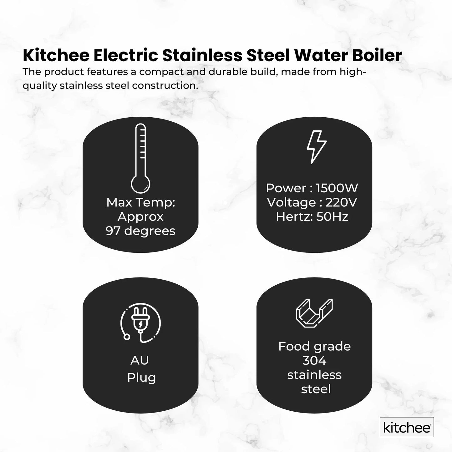 Kitchee 15L Electric Water Boiler - Stainless Steel Commercial Hot Liquid Urn - Mekamart Australia